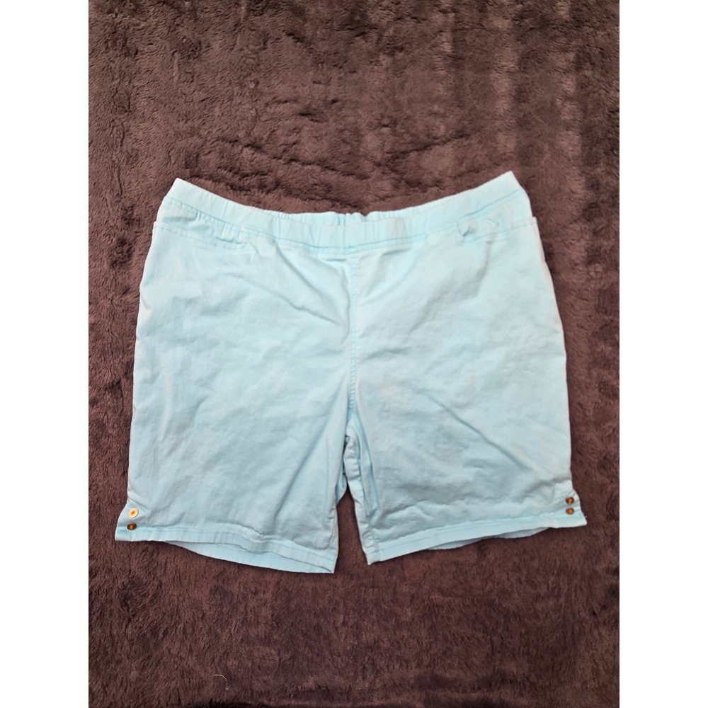 Catherines Everyday Light Blue Elastic Waist Pull On Shorts Plus Size 2X
